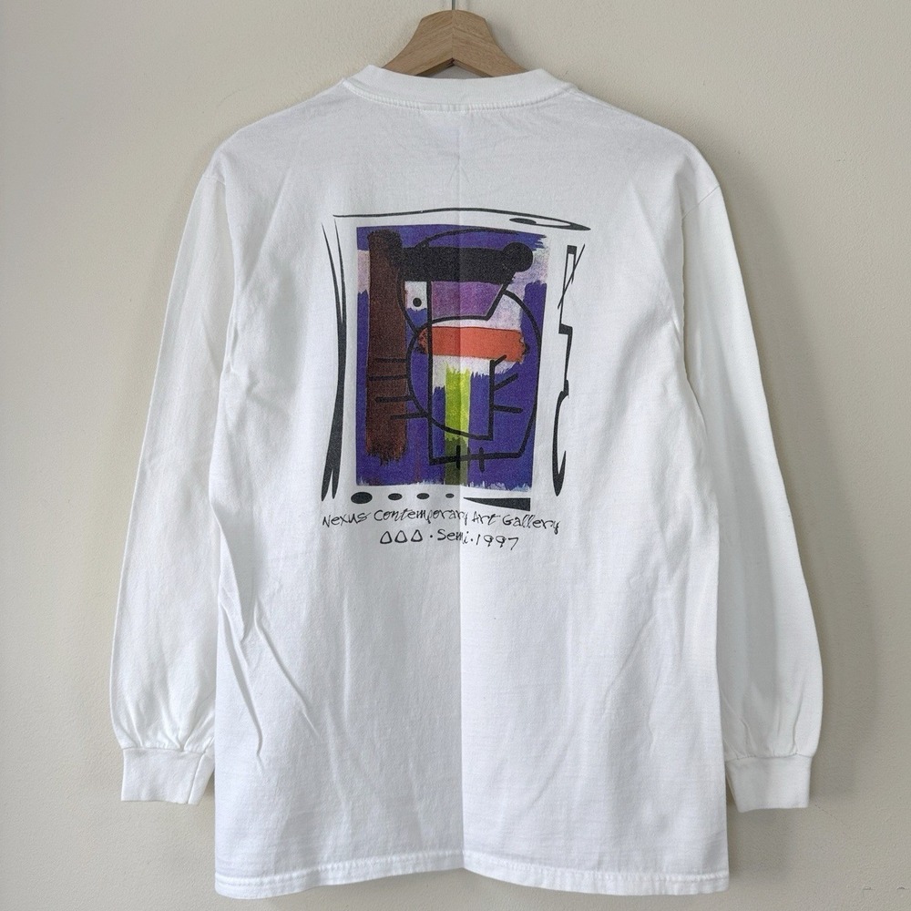 Vintage 90's Emory University Nexus Contemporary Art Gallery White Tee Shirt - M